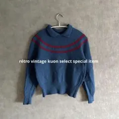 昭和レトロニット　ヴィンテージニット　ウールニット　個性派　レトロポップ　春服