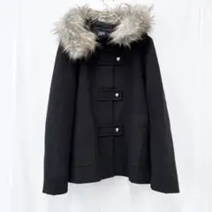 美品✨ ZARA ザラ ダッフル コート ブラック ウール混 フード 大きめ 黒