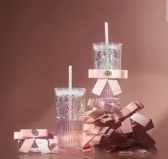 希少　スタバ　 リボン付き　ピンクタンブラー　550ml　中国　韓国