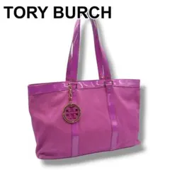 TORY BURCH トリーバーチ キャンバス×エナメルレザー トートバッグ