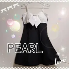 RANS ミニドレス/ワンピース/フレア/リボン/バイカラー/キャミワンピ/黒