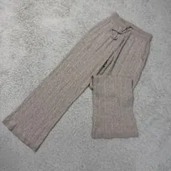 ユニクロ ナチュラル カジュアル ルーム ケーブル ニットパンツ ドロスト紐 M