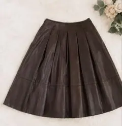 ANAYI 膝丈 フレアスカート 60cm 焦茶 ブラウン 光沢 上品 日本製のサムネイル