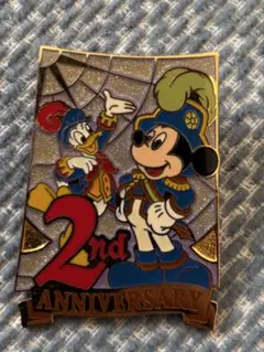 ミッキーマウス ドナルドダック 2周年記念ピンバッジ　ディズニー