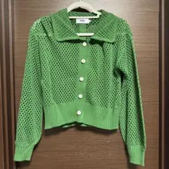 AZUL by MOUSSY メッシュカーディガン Mサイズ グリーン