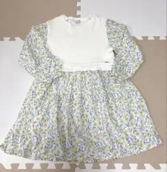 petitmain 花柄長袖ドッキングワンピース