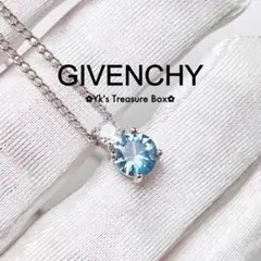 V803/GIVENCHY/水色xシルバー/ミニサイズペンダントネックレス
