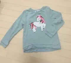 H&M ユニコーンスパンコール刺繍裏表 トレーナー US 8-10