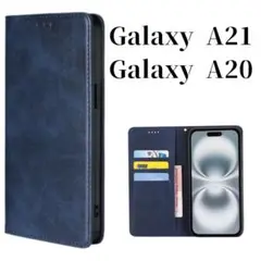 Galaxy A21 A20 手帳型 スリム ギャラクシー ケース ネイビー