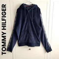 未使用品❗️TOMMY HILFIGER ロゴテープ ベロアパーカー