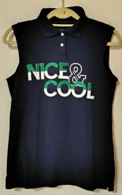 パーリーゲイツ　ゴルフポロシャツ　ノースリーブ　サイズ0/S ネイビー　ロゴ刺繍