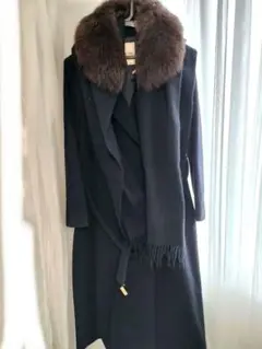 Apweiser-riche ファーマフラー付ベルテッドコート