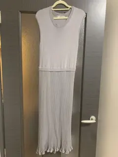 ★新品★M-PREMIER エムプルミエニットプリーツ ワンピース 34グレー