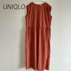UNIQLO : C ★ノースリーブワンピース　ギャザーワンピース　L オレンジ