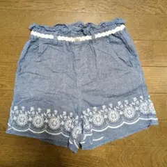 デニムブルー 刺繍入り キュロット 130size