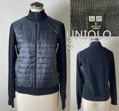 ★UNIQLO ユニクロ ナイロン 切替え フリース ジャケット S ブラックのサムネイル