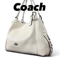 COACH コーチ レザー トートバッグ スタッズ ホワイトのサムネイル