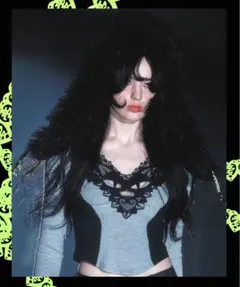 YUEQIQI猫グレー フード付き クロップドトップス