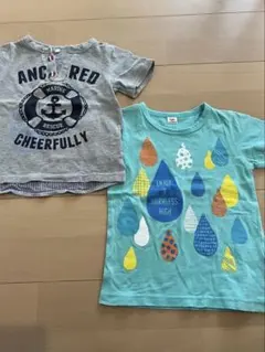 Tシャツ 2枚セット 100cm グレー 水色　雨の雫　港の
