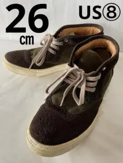 VANS ウィングチップ　ハイカットスニーカー　26cm ブラウン×オリーブ