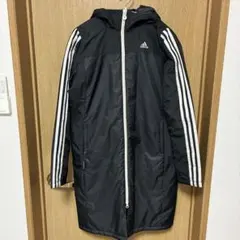 adidas フード付きブラックロングジャケット M