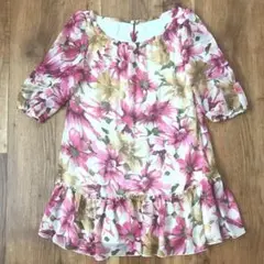 ラストシーン　5部袖　チュニック　花柄