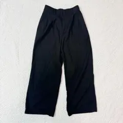 GLOBAL WORK 黒 ワイドパンツ クロップド S サイズ ウエストゴム