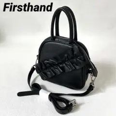 新品 ✨Firsthand レザーフリルギャザーボストンバッグ　リアルレザー　黒