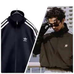 【常田大希着用同型‼️】adidas ベッケンバウアー ジャージ 黒白 XO 古着のサムネイル
