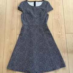 ANAYI 紺と白　半袖ひざ丈ワンピース