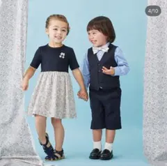 familiar ネイビー 小花柄リバティワンピース 100cm