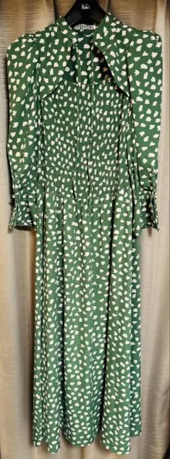 【最終値下げ】SNIDEL グリーン ドット ロングワンピース サイズ:0