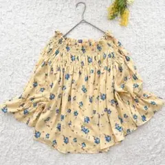 セシルマクビー　花柄スモックブラウス　M 七分袖　薄手　フェミニン　春　可愛い