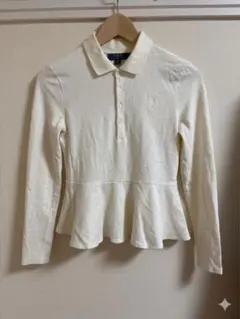 ポロ　ラルフローレン　アイボリー フレアヘム ポロシャツ 長袖　size:160