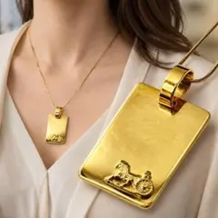 CELINE 馬車 ホースキャリッジ プレートネックレス ゴールド 656のサムネイル