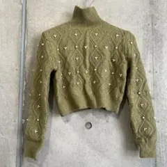 ZARA パール タートルネック ニット セーター