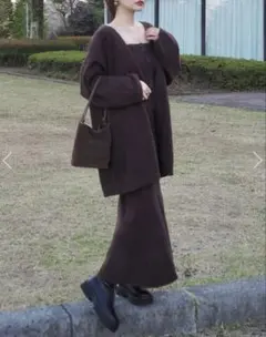 LAULEN knit cardigan tops skirt 3set