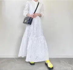 ZARA エンブロイダリー ロングワンピース ホワイト