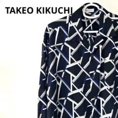tk.TAKEO KIKUCHIとろみ長袖オープンカラーシャツ 総柄　Ｌサイズ