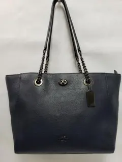 ［コーチ］ハンドバッグ　中古美品　ネイビー