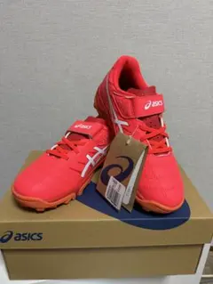 asics サッカーシューズ レッド ベルクロ　21.0センチ