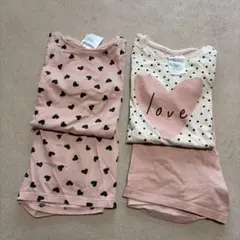 H&M 122 ハート・ドット柄パジャマ2セットのサムネイル