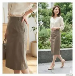 Ballsey ボールジィ【38】膝丈スカート タイト カーキ 日本製 通勤 M