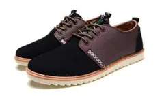 【新品】ブラック 26.5cm メンズカジュアルスニーカー 編上げ バイカラー