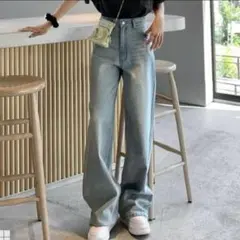 【新品タグ付き】ストレートデニムパンツ[cu557] GRL グレイルLサイズのサムネイル