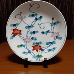 色鍋島 彩雲作 三瓢箪文 大皿 直径約31cm伝統工芸品 飾皿 皿台付