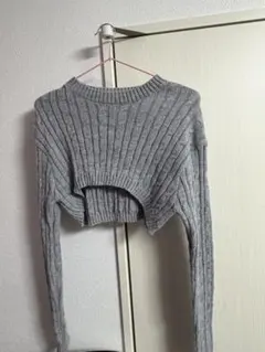 グレー クロップドセーター リブ編み