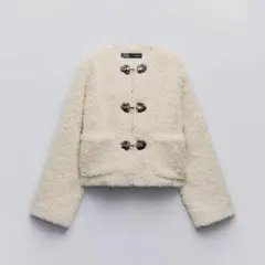 ZARA フリース ダブルブレストジャケット XS