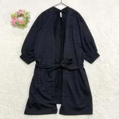 美品★冷房對策 【ELLE】 寬鬆 長款開襟外套 (M) 腰帶