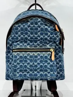【美品】COACH コーチ デニム シグネチャー リュック バックパック